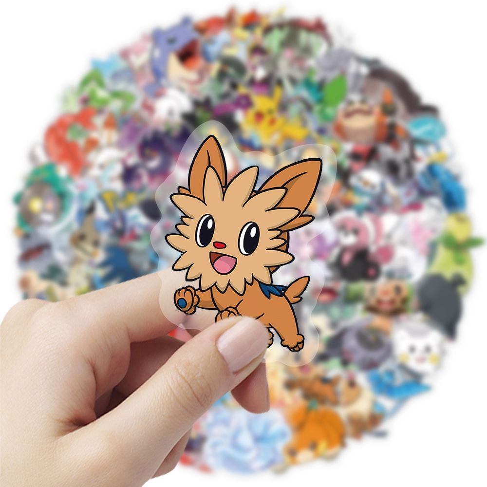 Tablet Cute Accessories - 100Pcs Stiker Pokémon Kartun Lucu Transparan