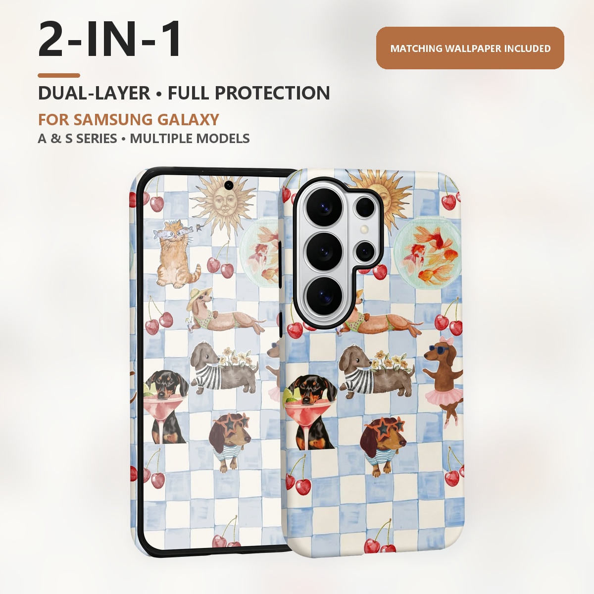 Samsung Galaxy S24 - Casing Telepon Dua Lapis 2-in-1 Bertema