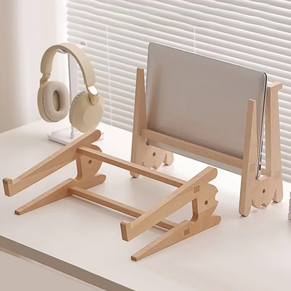Cooling Stand Tablet - Dudukan Laptop Kayu Solid, Braket Vertikal