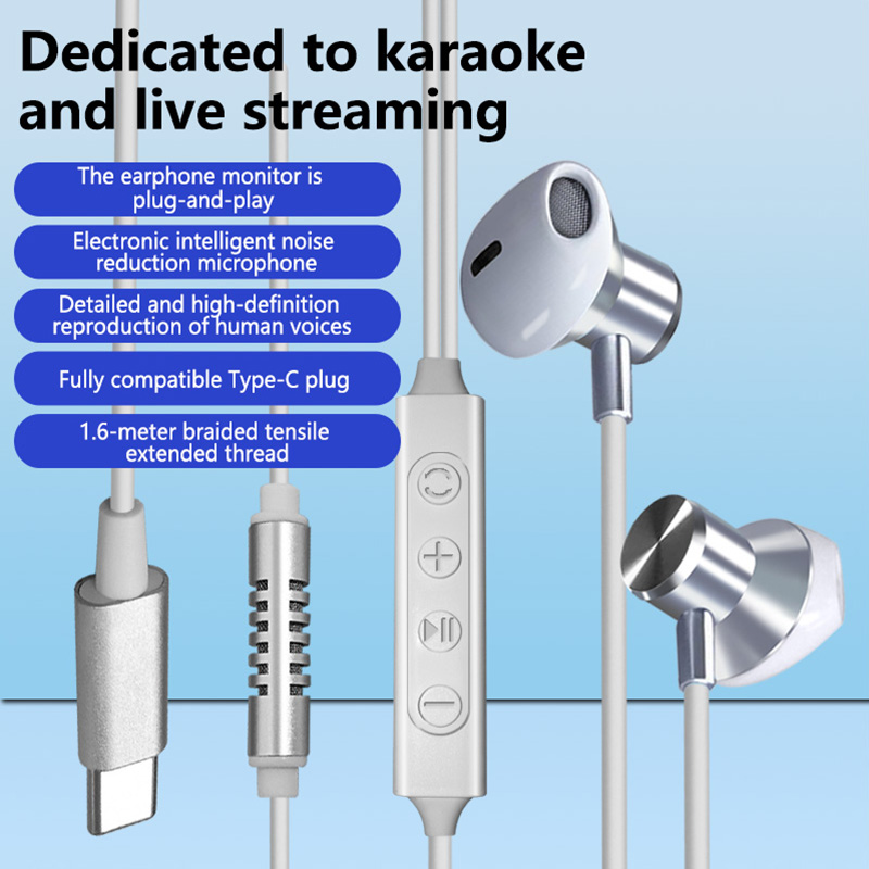 Wired Earphone Lightning - Headphone Karaoke Berkabel Tipe C dengan
